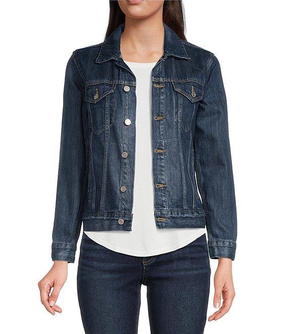 Lucky Brand Tomboy Trucker Long Sleeve Point Collar Denim Jacket Product Image