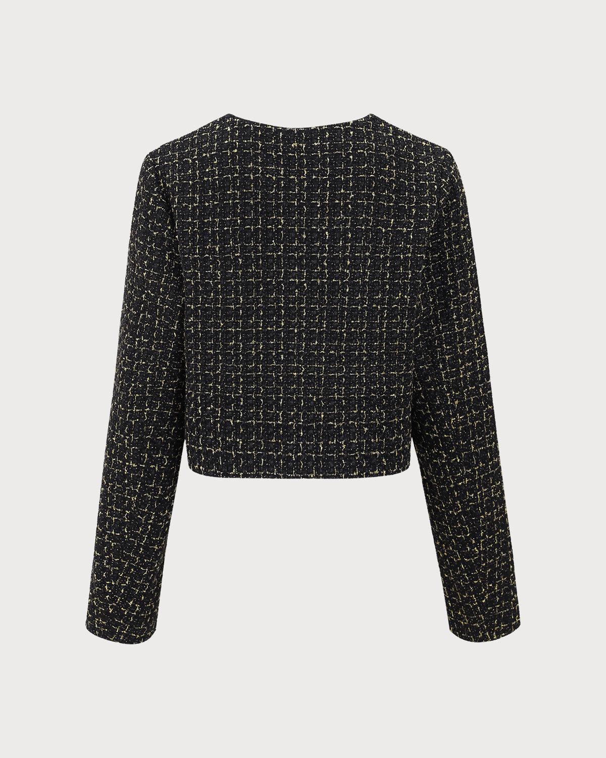 Black Single-Breasted Tweed Jacket Product Image