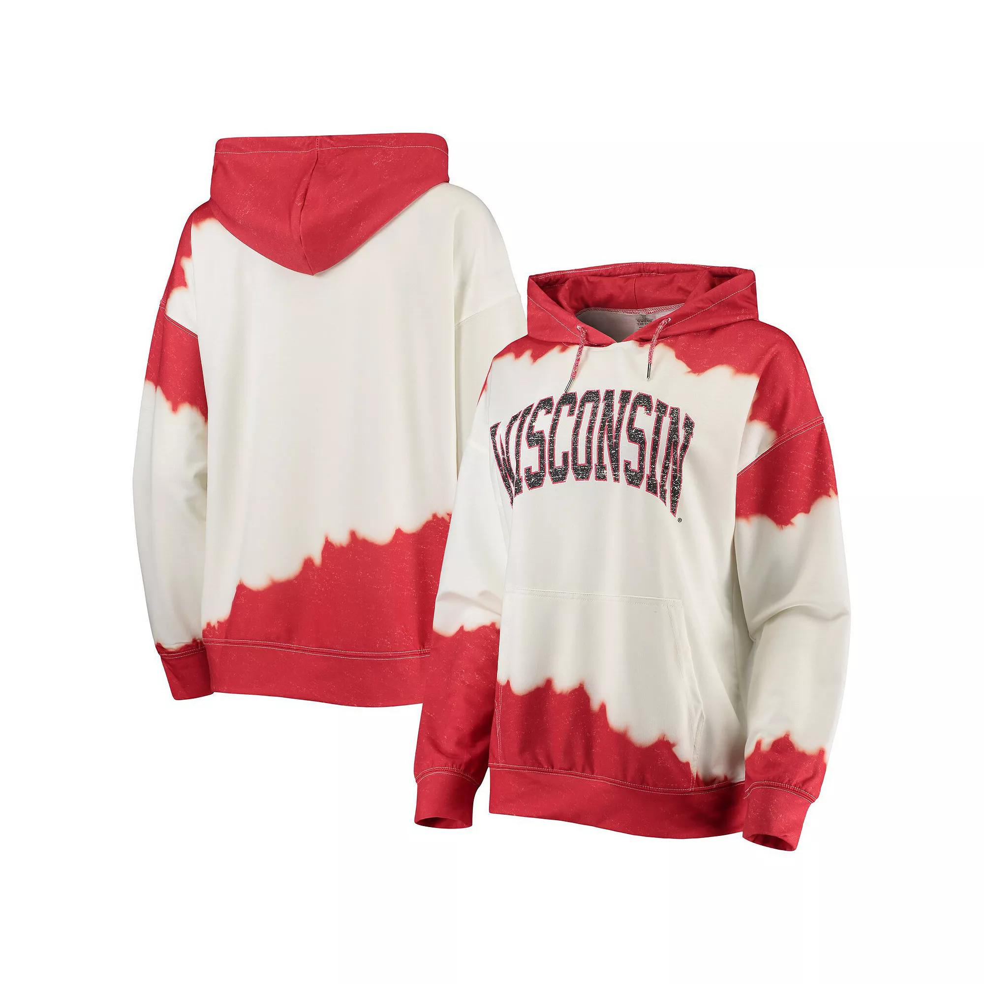 Women's Gameday Couture White/Red Wisconsin Badgers For the Fun Double Dip-Dyed Pullover Hoodie, Size: Medium Product Image