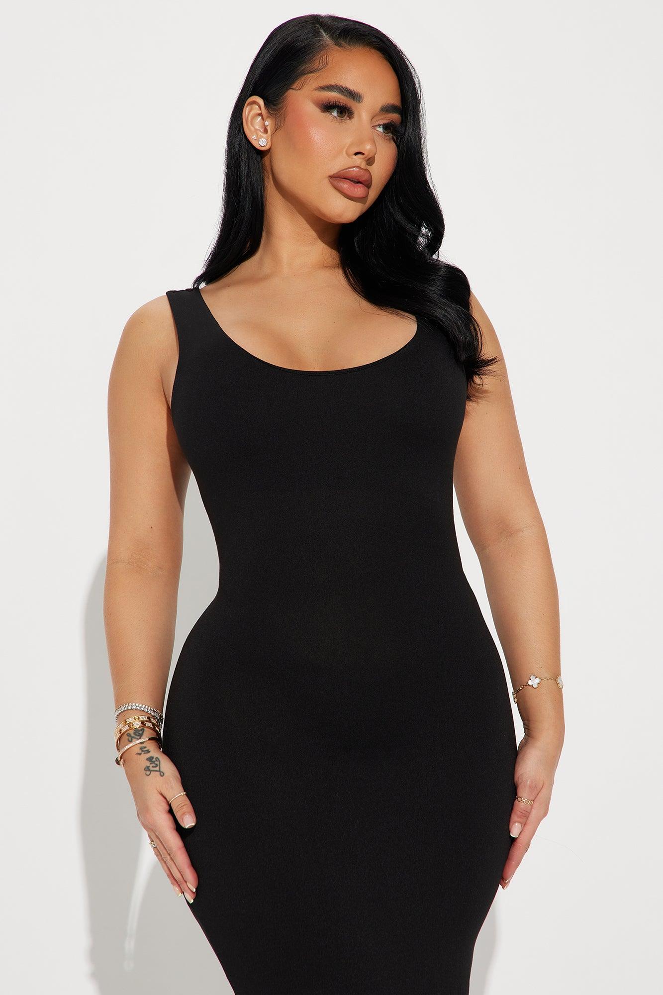 Double Scoop Midi Dress - Black Product Image