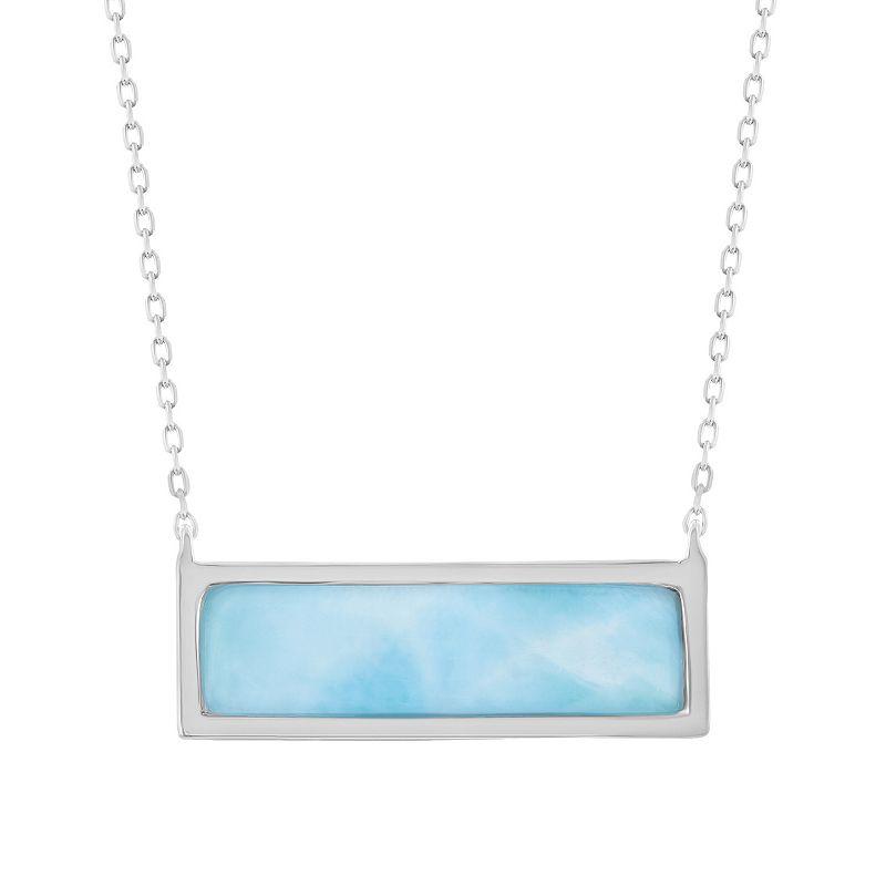 Sterling Silver Rectangle Larimar Pendant Necklace, Women's, Size: 16-18" ADJ Product Image