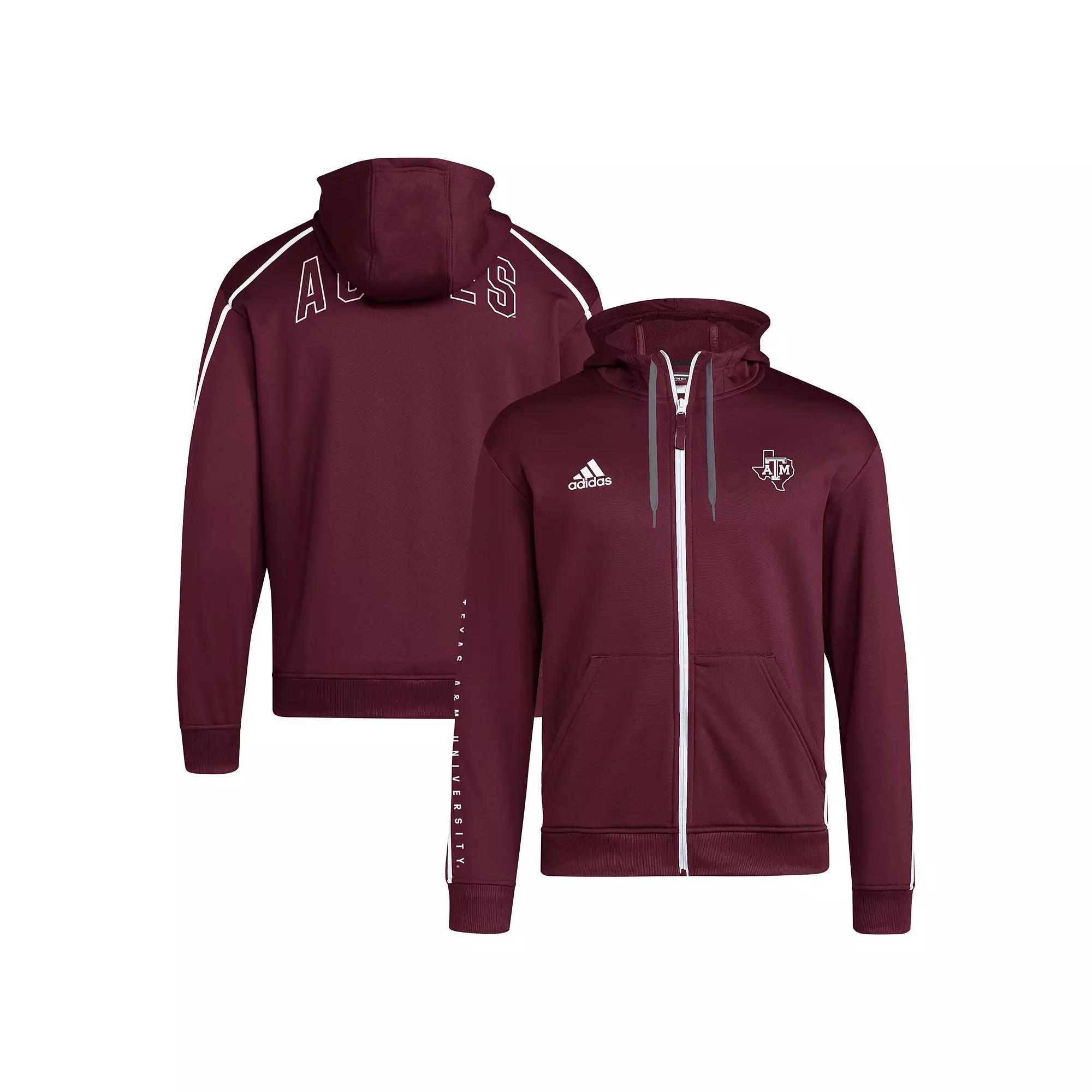 Men's adidas Maroon Texas A&M Aggies 2024 Sideline Travel Hoodie Full-Zip Sweatshirt, Size: XL, Red Product Image