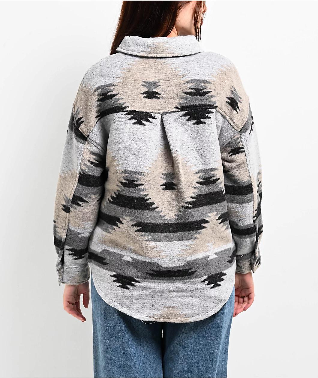 STOOSH Aztec Grey Button Up Jacket Product Image