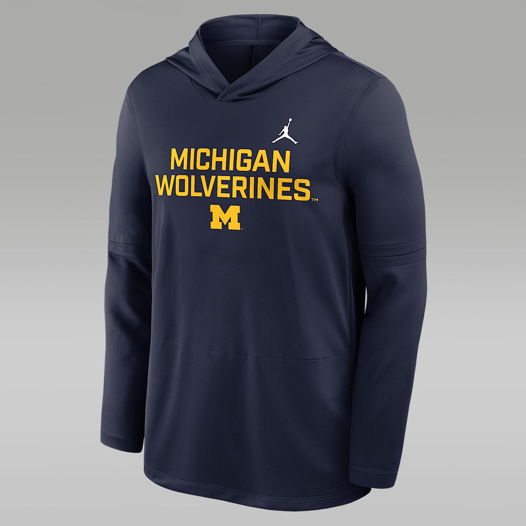 Mens Michigan Sideline Jordan Brand Dri-FIT College Long-Sleeve Hooded Top | 0JB978HMWN-7XL Product Image