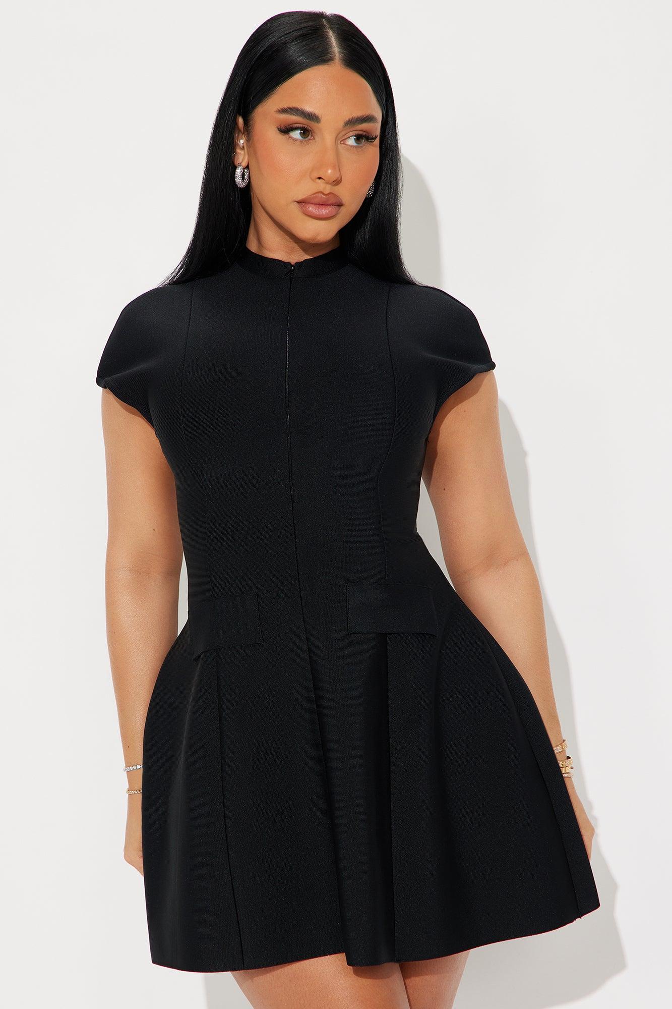 Power Trip Bandage Aline Mini Dress - Black Product Image