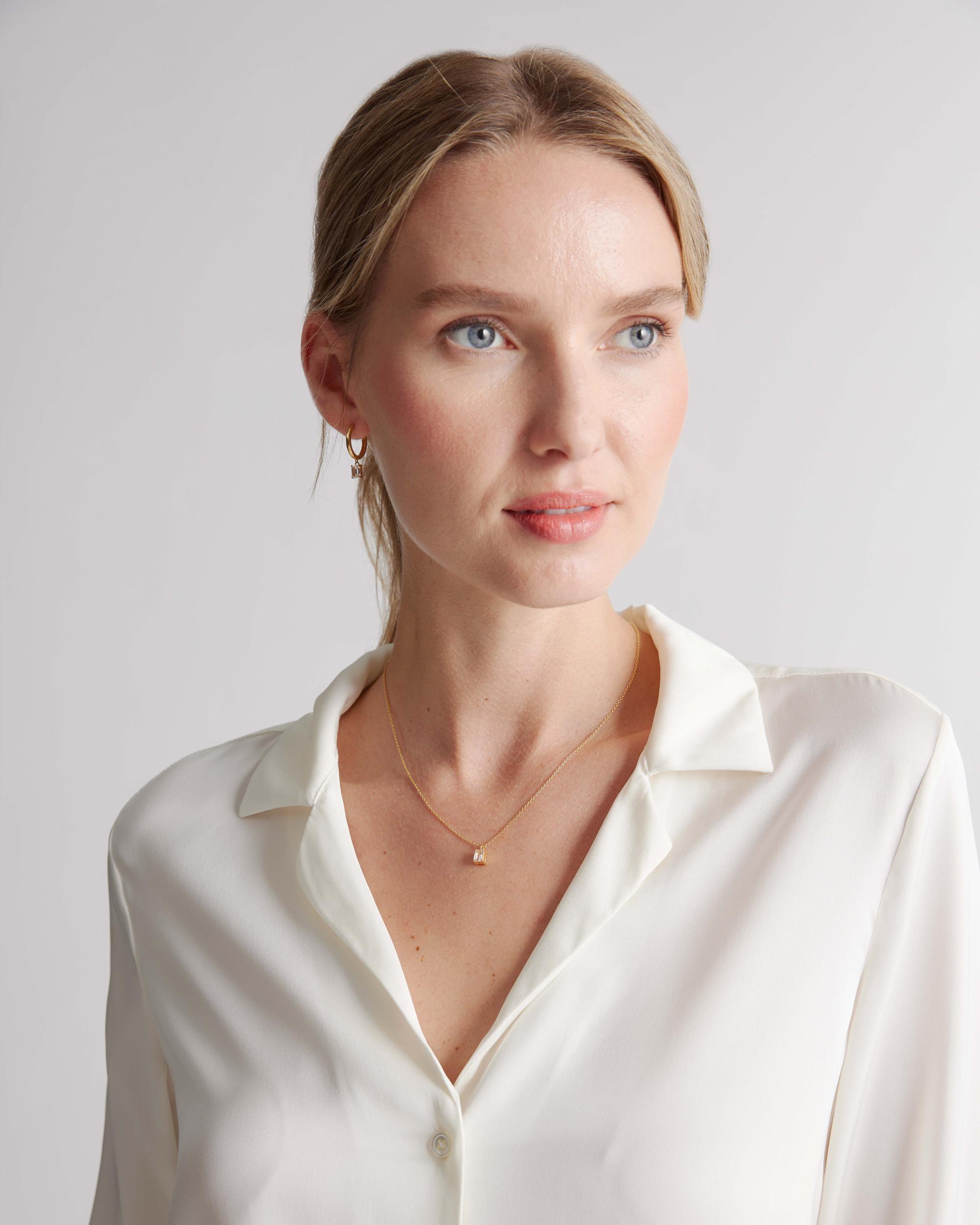 Quince | Women's Emerald Cut Topaz Sol Pendant Necklace Product Image