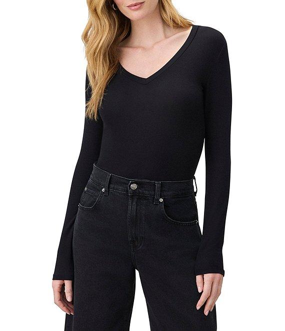 Splendid Valley Ribbed 3/4 Sleeve V-Neck Tee Shirt Product Image