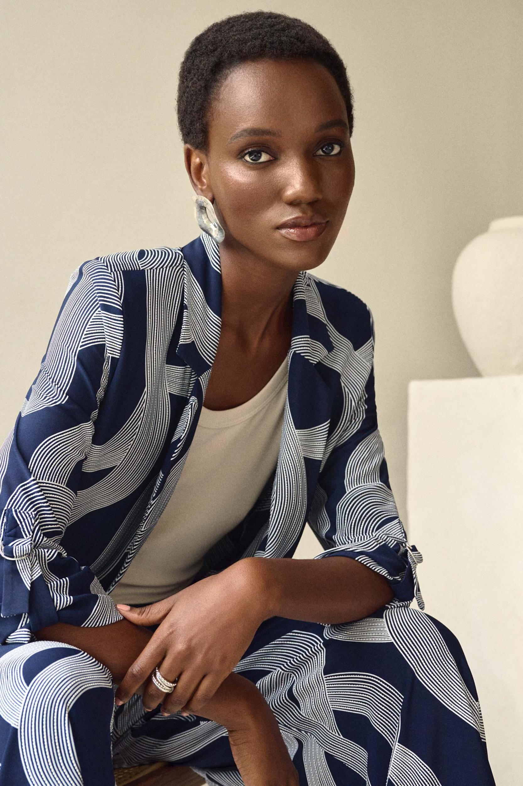 Silky Knit Abstract Print Boxy Blazer Product Image