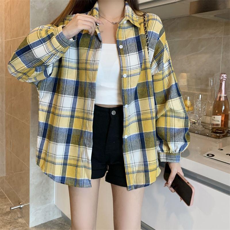 Long-Sleeve Plaid Shirt Product Image