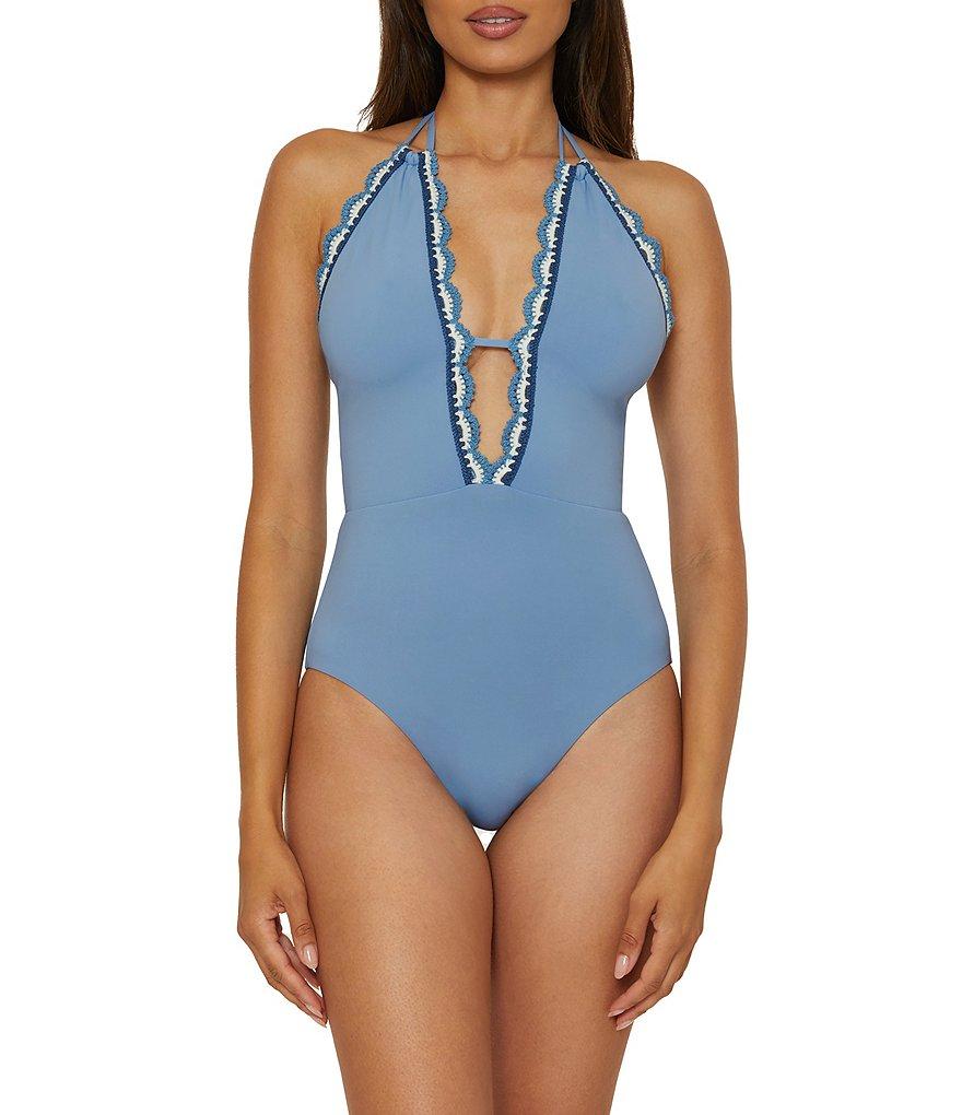 Lucky Brand Malaga Multi Color Crochet High Neck One Piece Swimsuit Product Image
