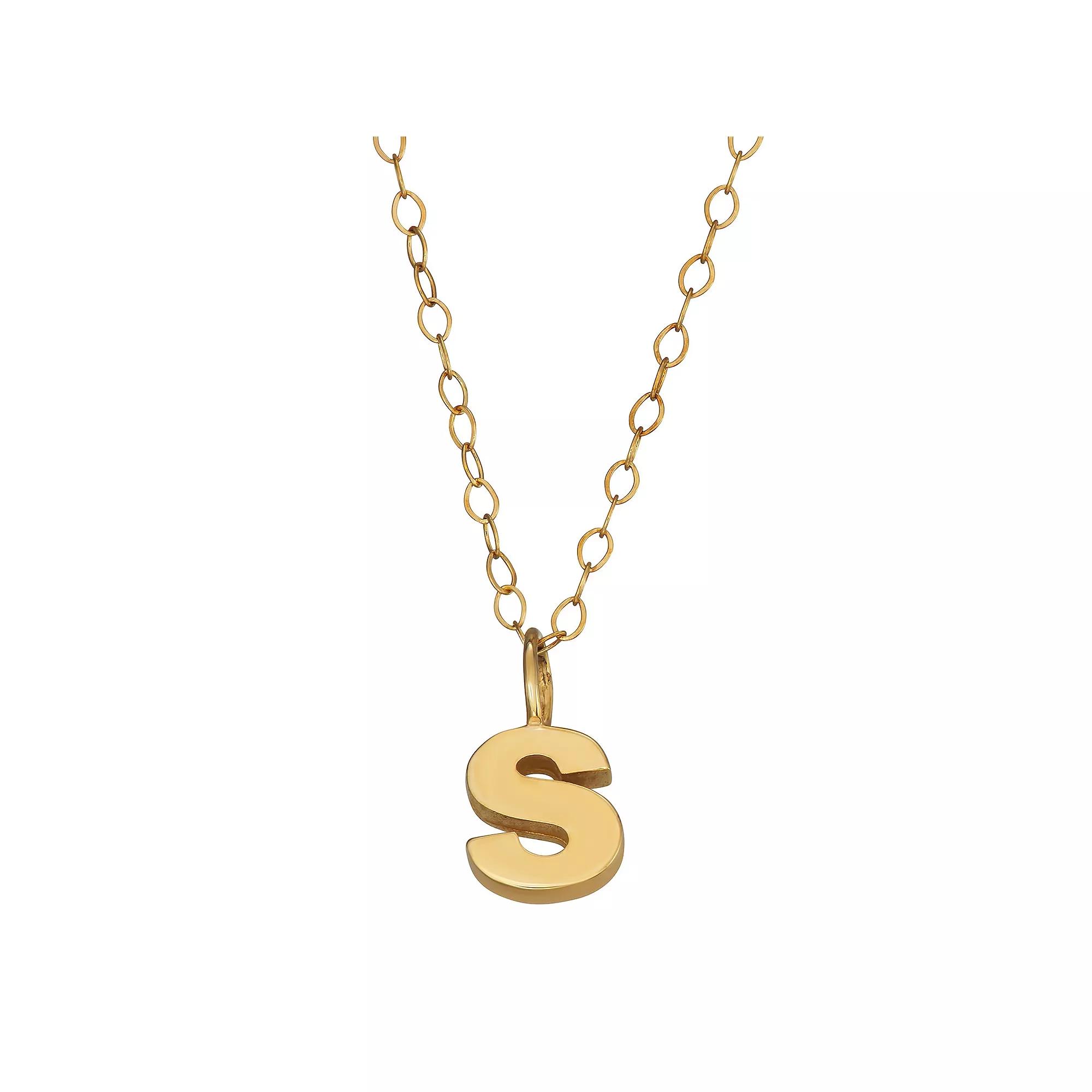 10K Gold Initial Pendant on 14K Gold Filled Chain, Womens Product Image