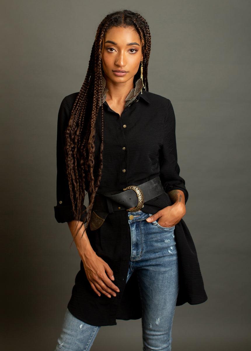 Mya Shirt Dress in Black Female Product Image