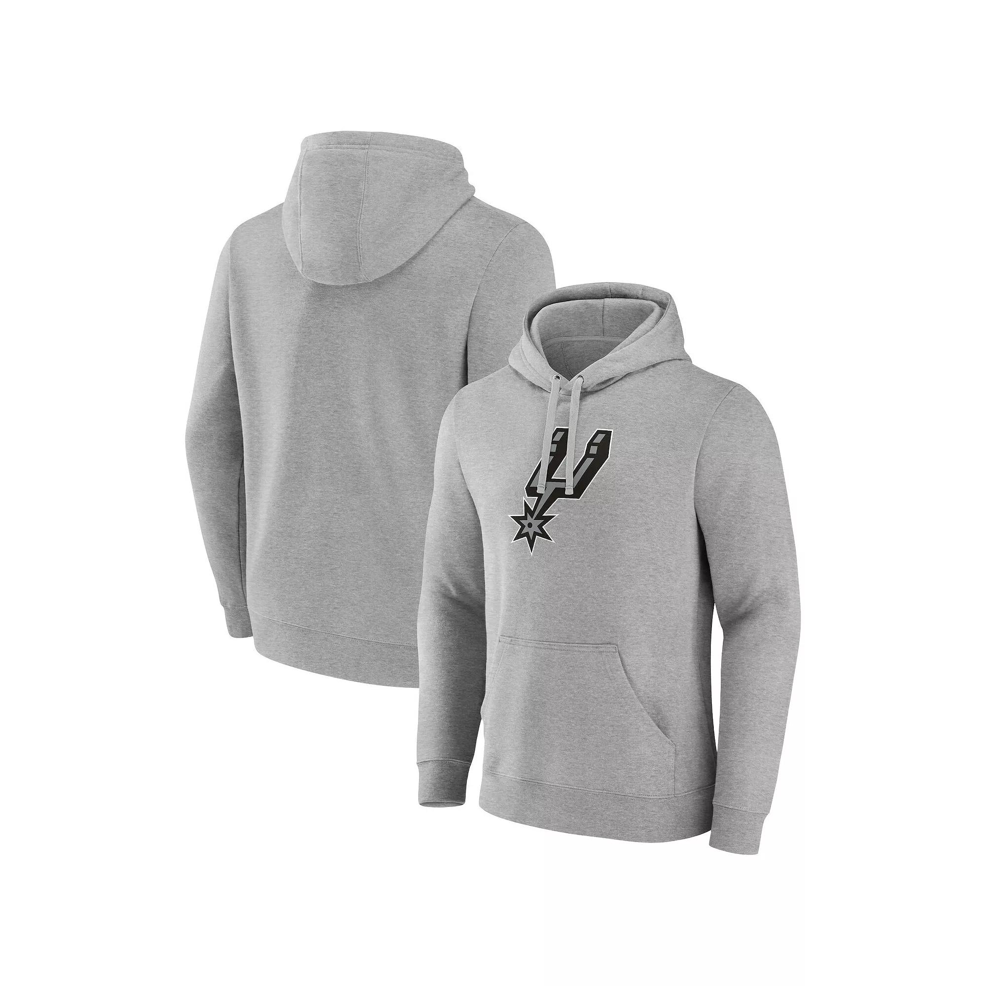 Men's Fanatics Branded Heather Gray Toronto Raptors Primary Logo Pullover Hoodie,  Product Image