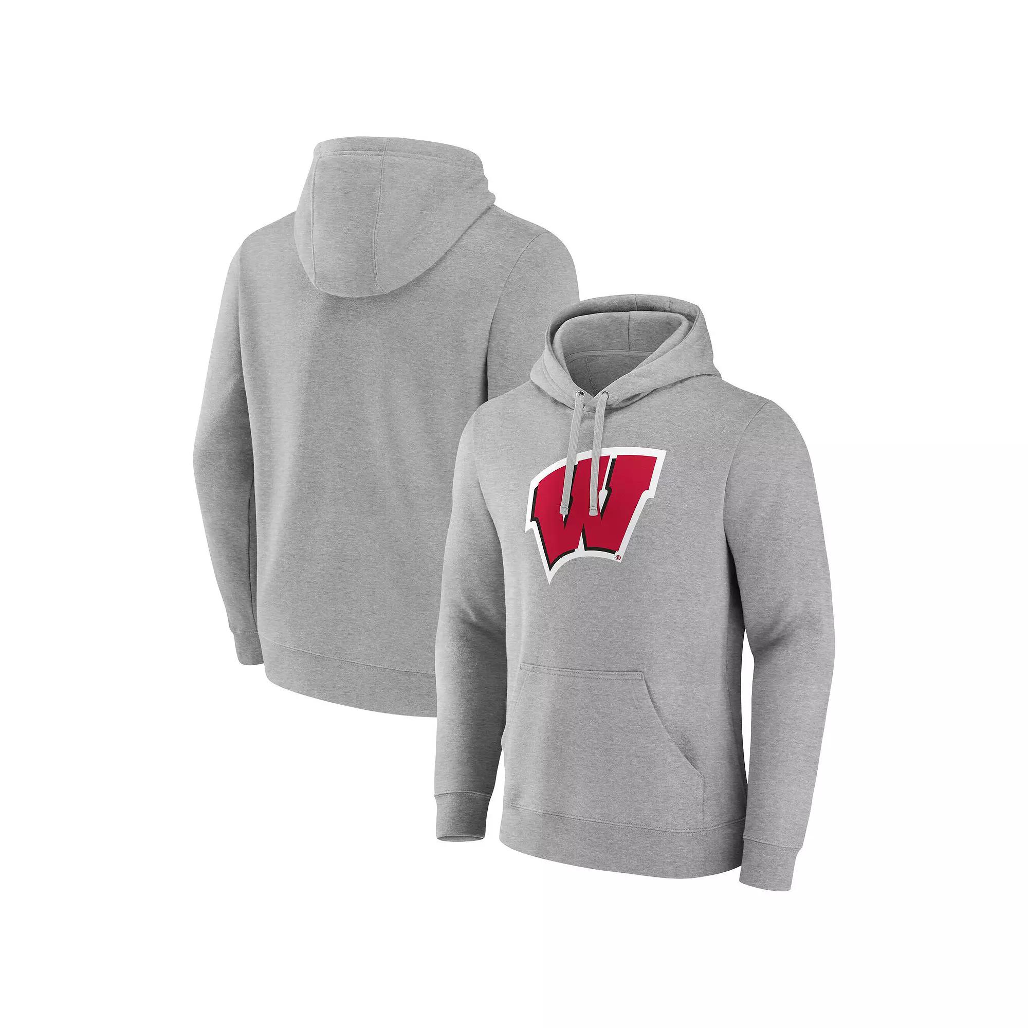 Men's Fanatics Gray Wisconsin Badgers Primary Logo Pullover Hoodie,  Product Image