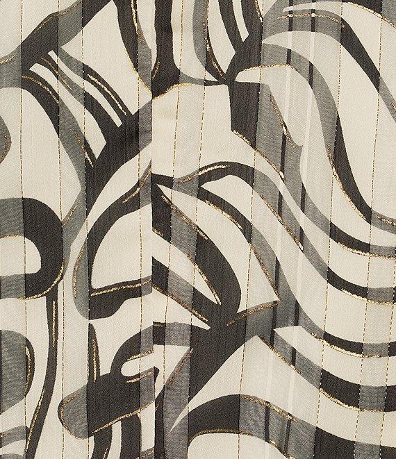 Alex Evenings Petite Size 3/4 Sleeve Collared Neck Tie Waist Printed Blouse Product Image