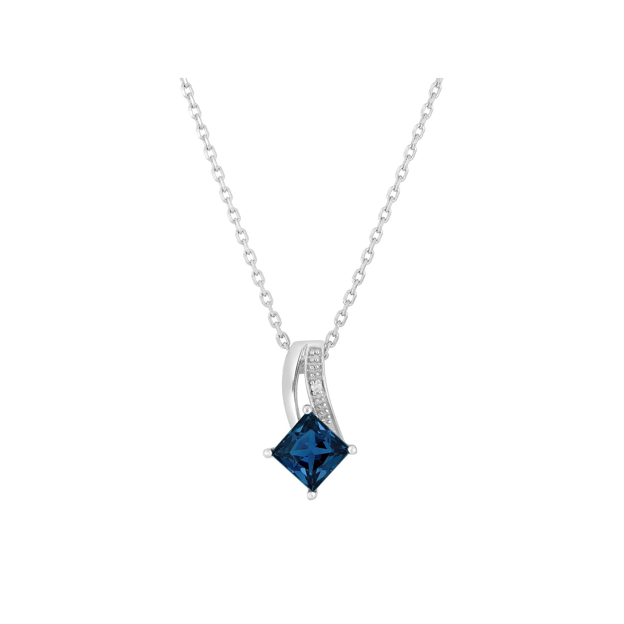Oro Leoni Sterling Silver Lab-Created Alexandrite & Diamond Accent Pendant Necklace, Women's,  Product Image