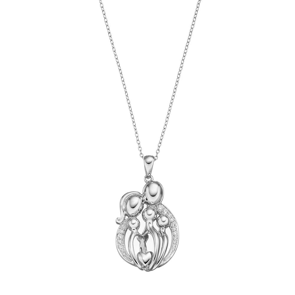 Sentimental Expressions Sterling Silver Cubic Zirconia Family Of 5 Necklace, Women's, Size: 18", White Product Image