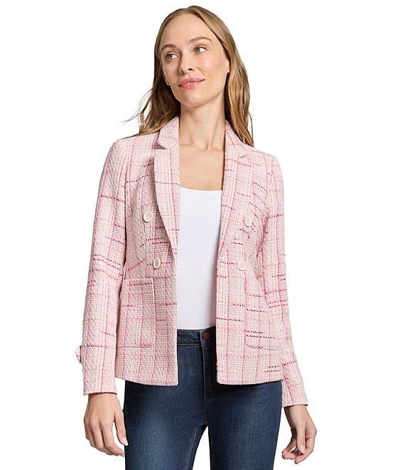 Jones New York Tweed Notch Lapel Long Sleeve Open Front Jacket Product Image