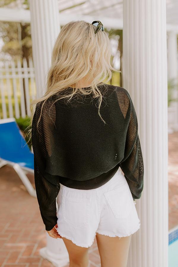 Chic Moment Linen-Blend Knit Shrug in Black Product Image