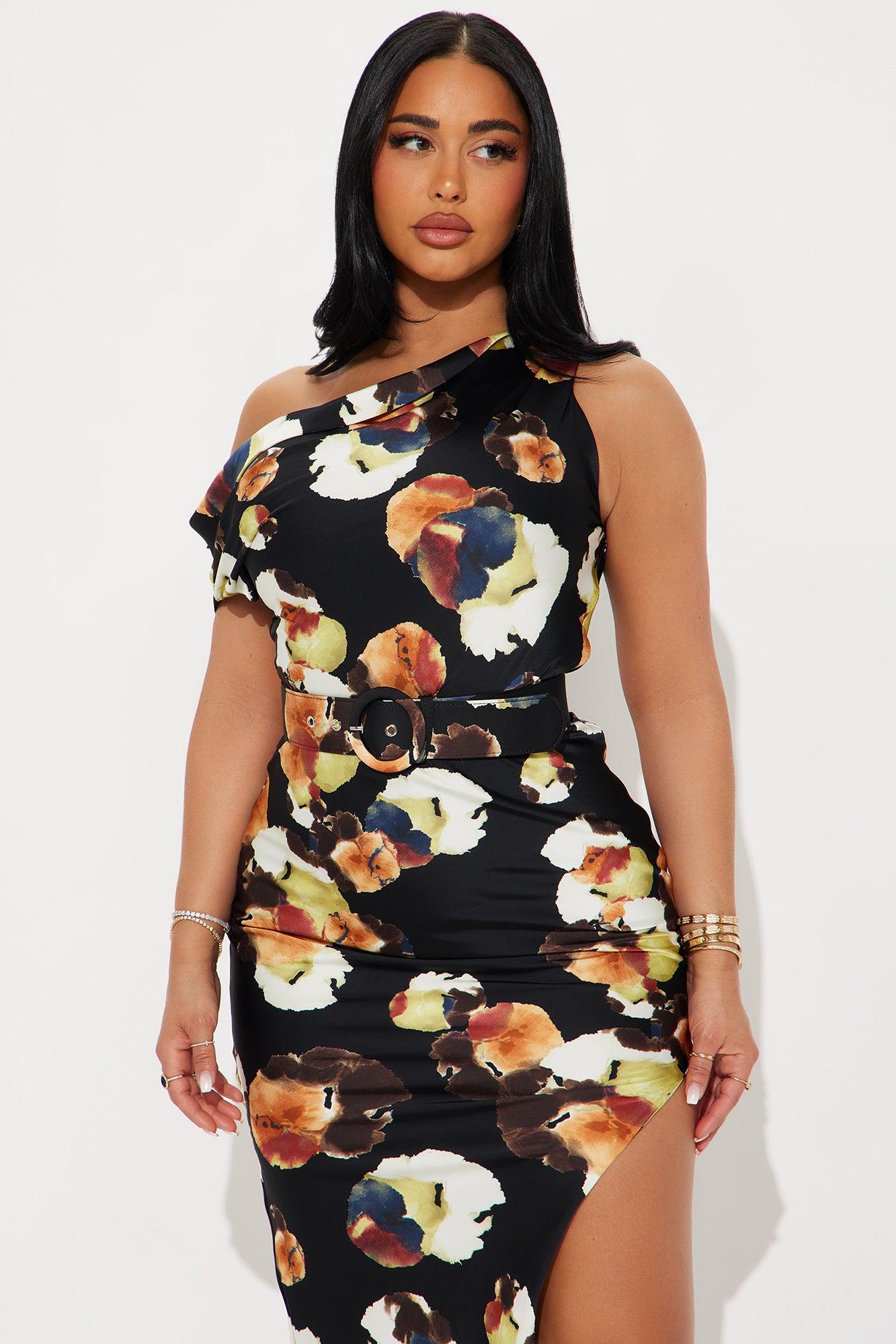 Jennifer Satin Floral Maxi Dress - Black/combo Product Image