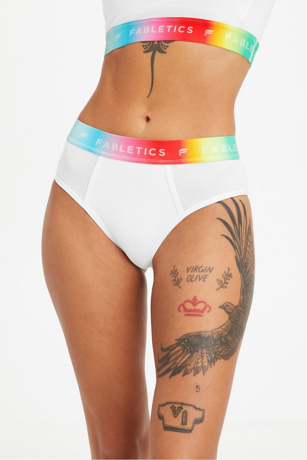 Fabletics 24/7 Pride High-Waisted Brief Womens white plus Size 4X Product Image