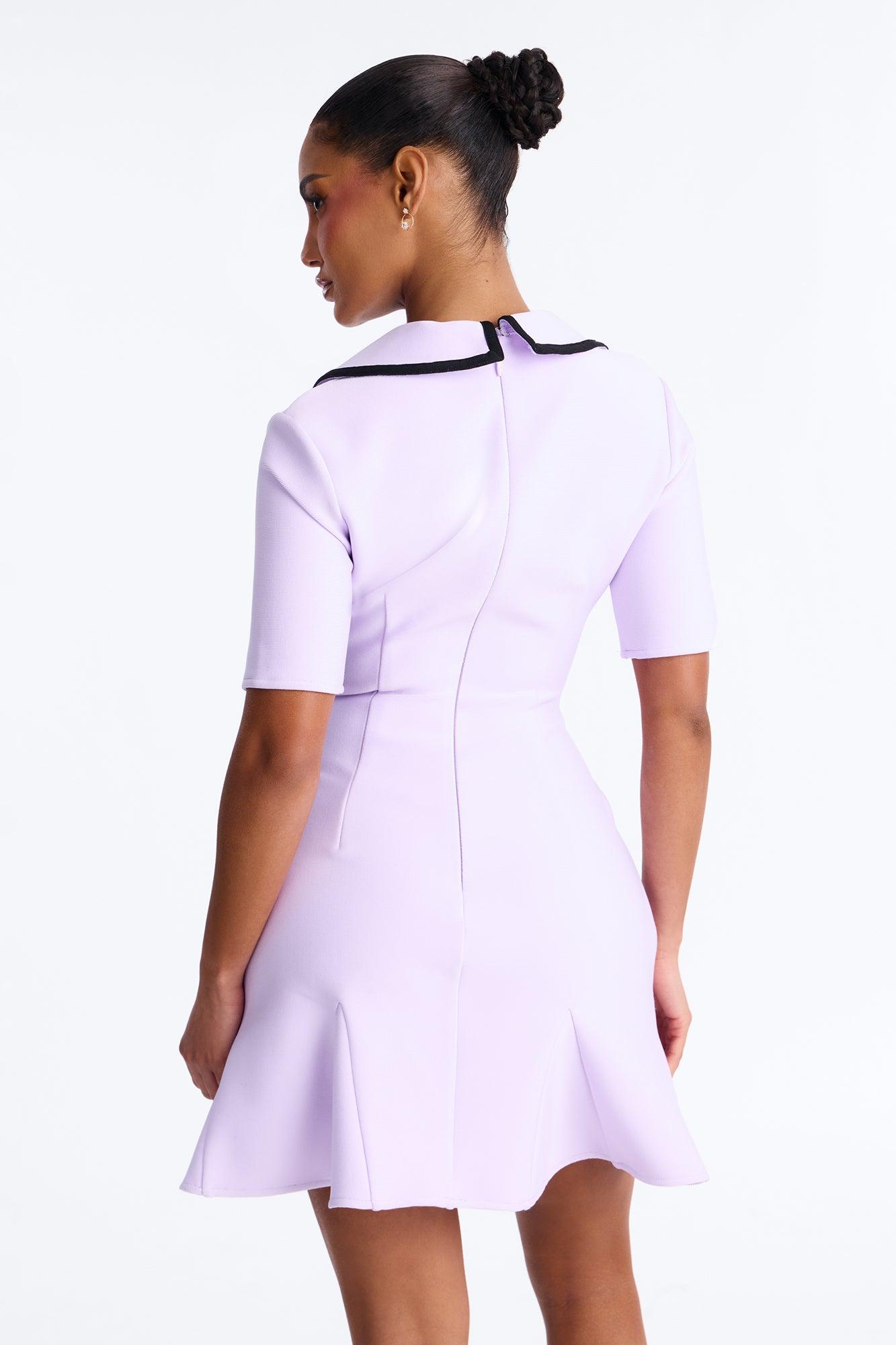 Libbie Short Sleeve Bandage Mini Dress - Lavender Female Product Image