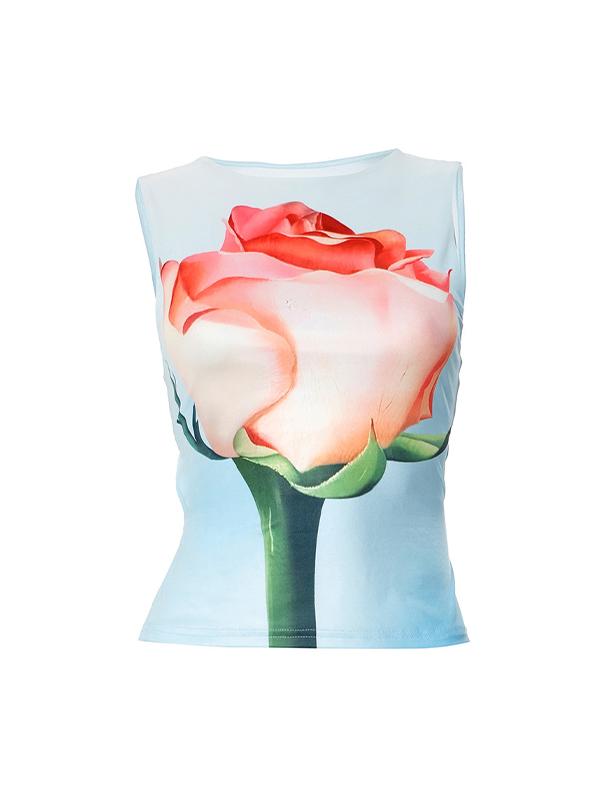 Clashing Sleeveless Tie Print Tank Top Product Image