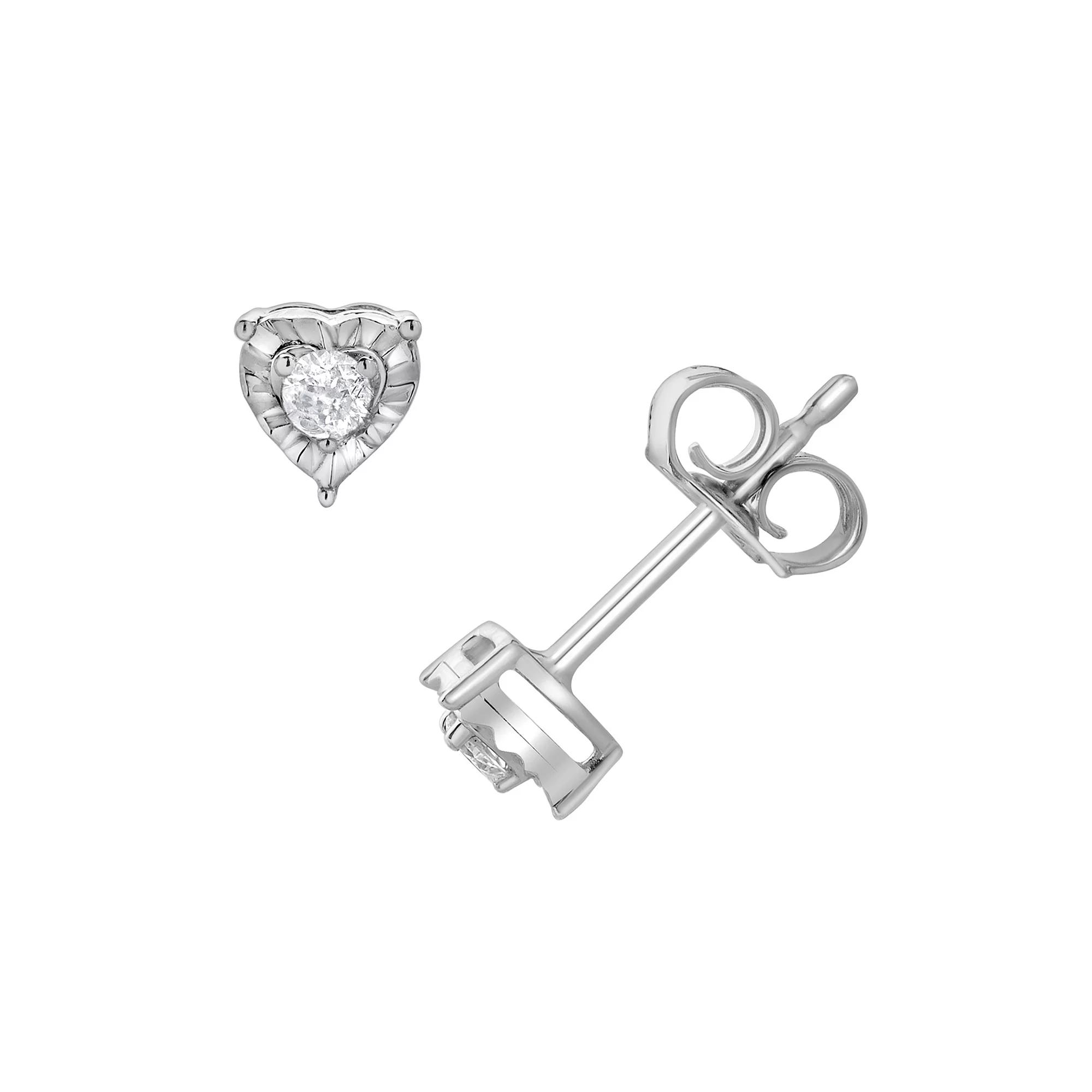 Diamond Brilliance 1/10 Carat T.W. Lab-Grown Diamond Heart Stud Earrings, Women's, Silver Tone Product Image