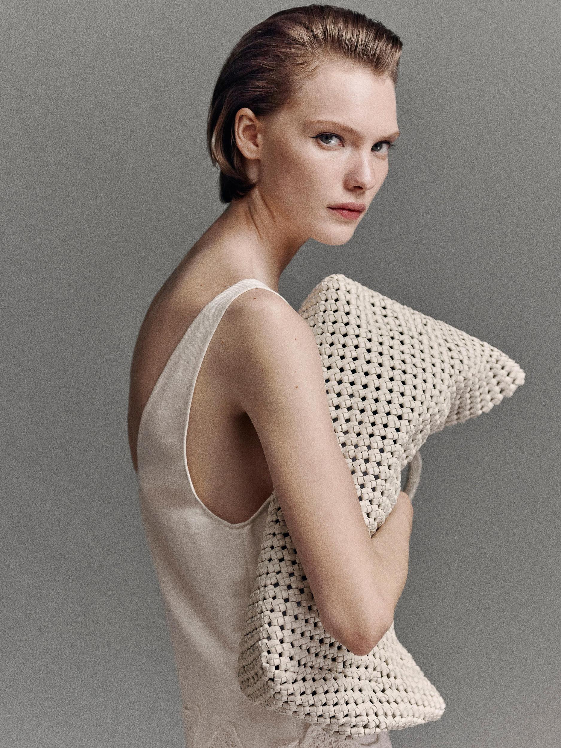 Braided nappa leather shopper bag Product Image