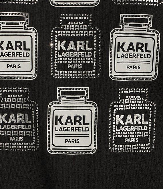 KARL LAGERFELD PARIS Knit Crew Neck Short Sleeve Perfume Graphic Tee Product Image