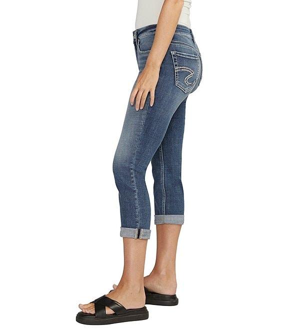 Silver Jeans Co. Elyse Mid Rise Luxe Stretch Rolled Cuffed Capri Jeans Product Image
