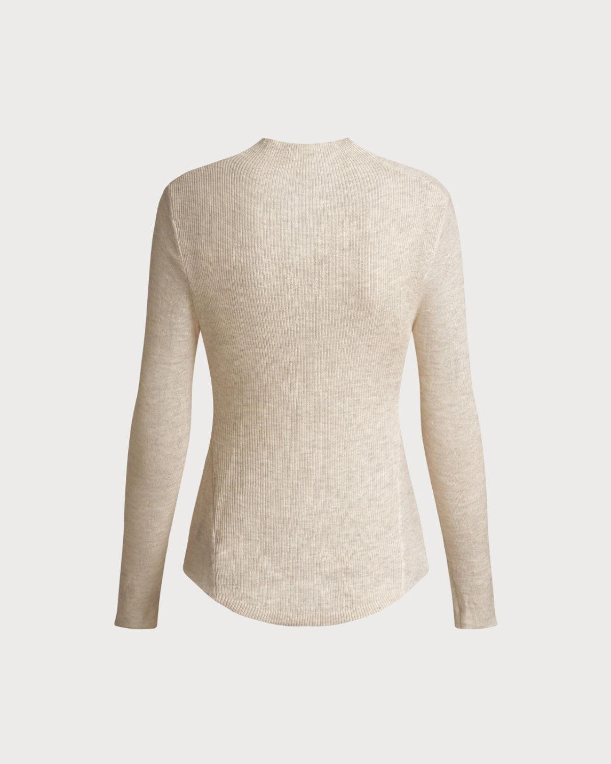 Apricot Cowl Neck Knit Tee Product Image