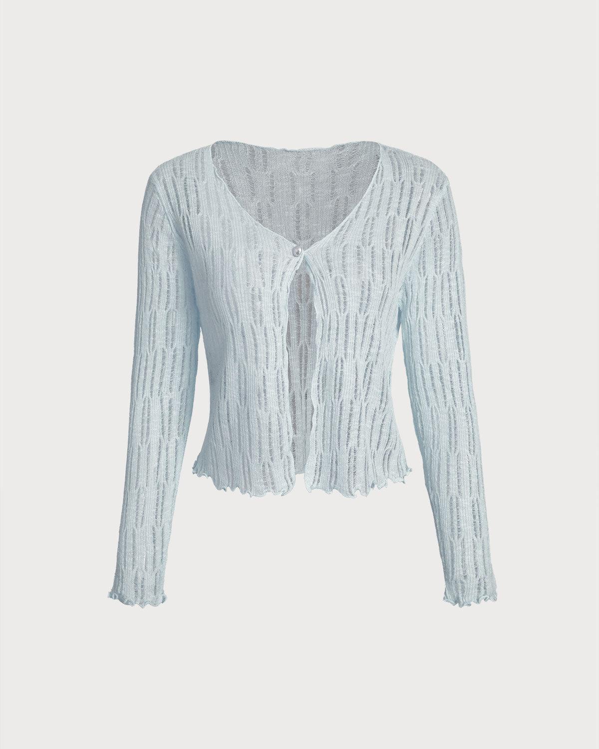 Blue Single Button Slim Cardigan Product Image