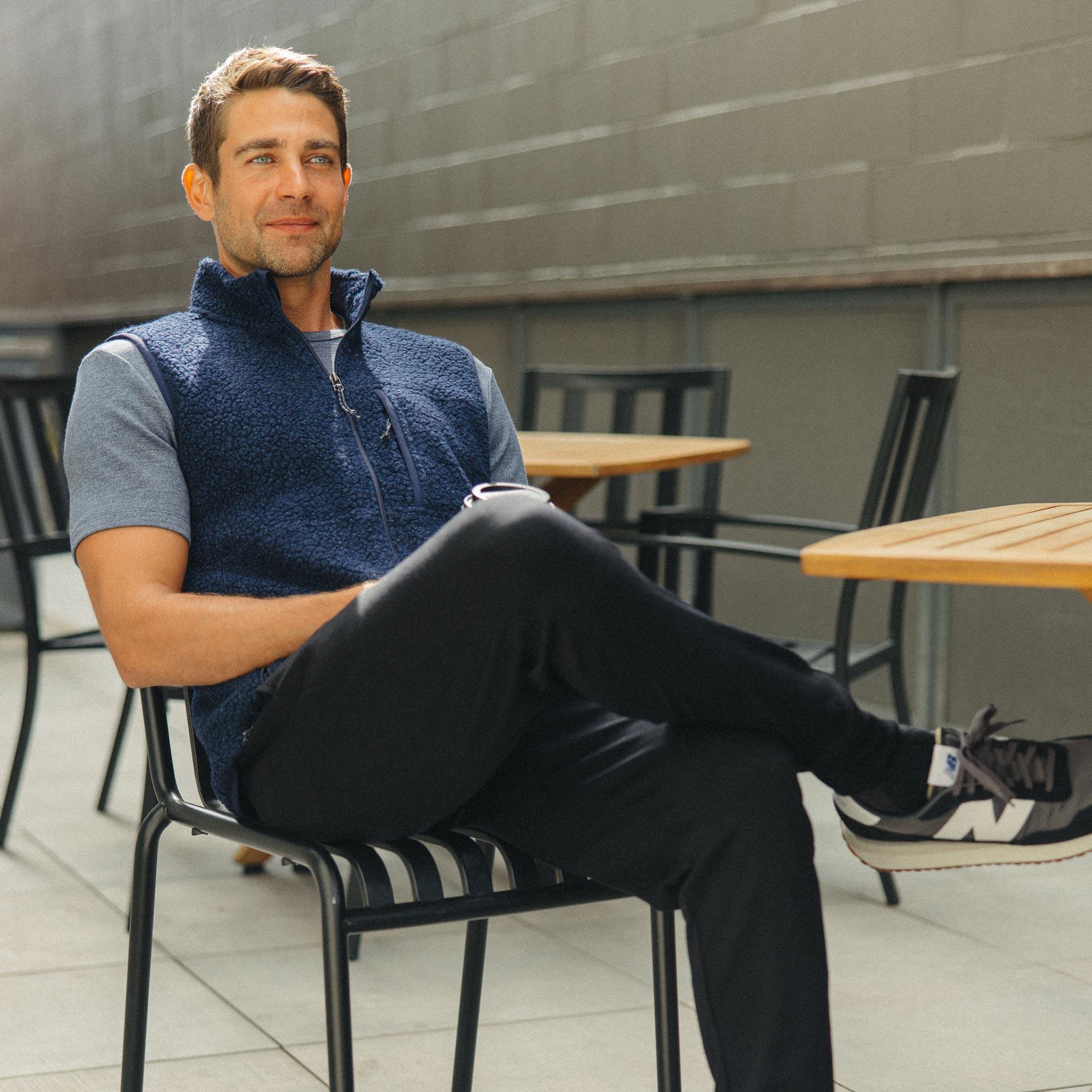 Merino Wool Full-Zip Fleece Vest | Navy Heather Product Image