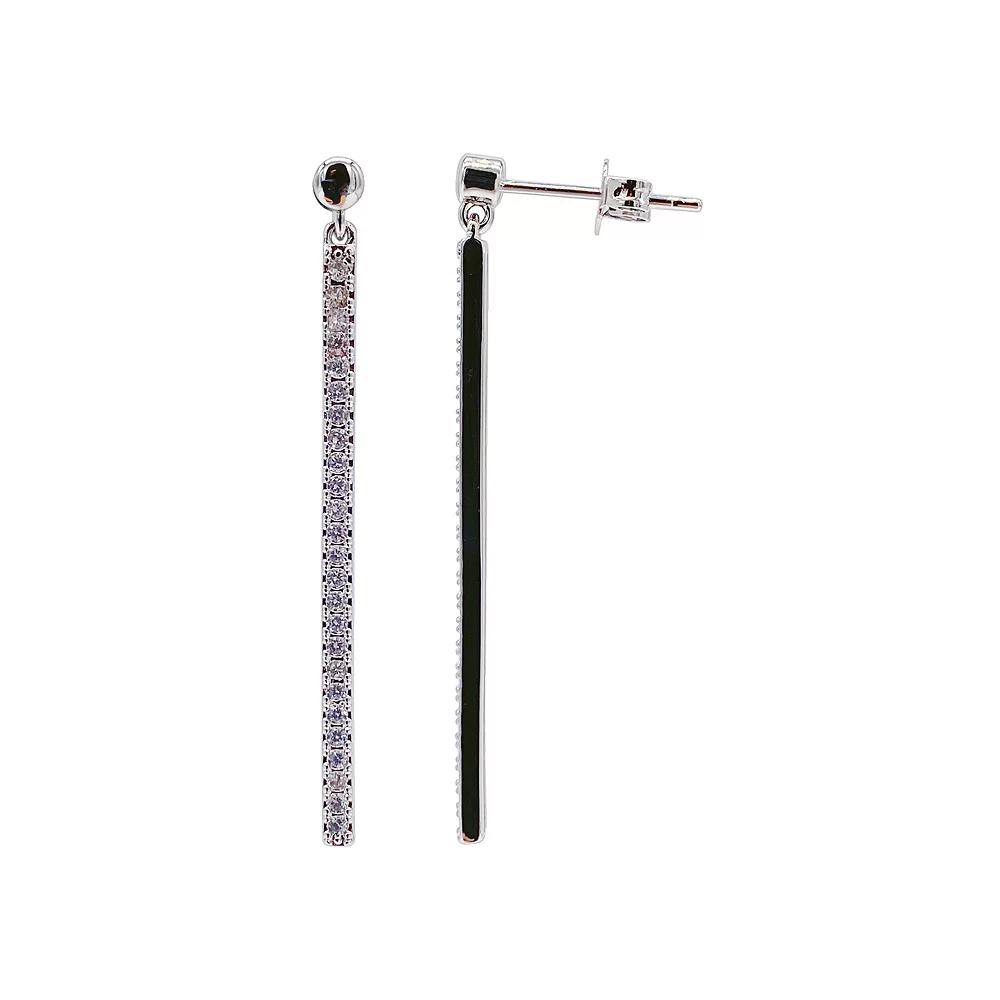 Adornia Silver Tone Cubic Zirconia Bar Drop Earrings, Women's Product Image