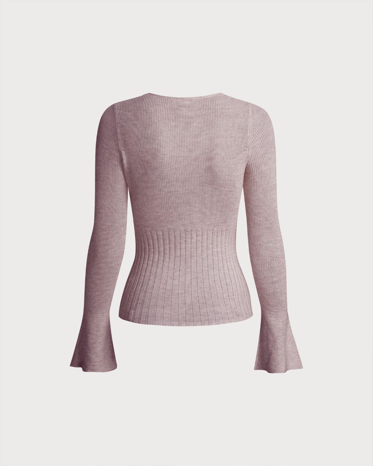 Purple Bell Sleeve Casual Knit Tee Product Image