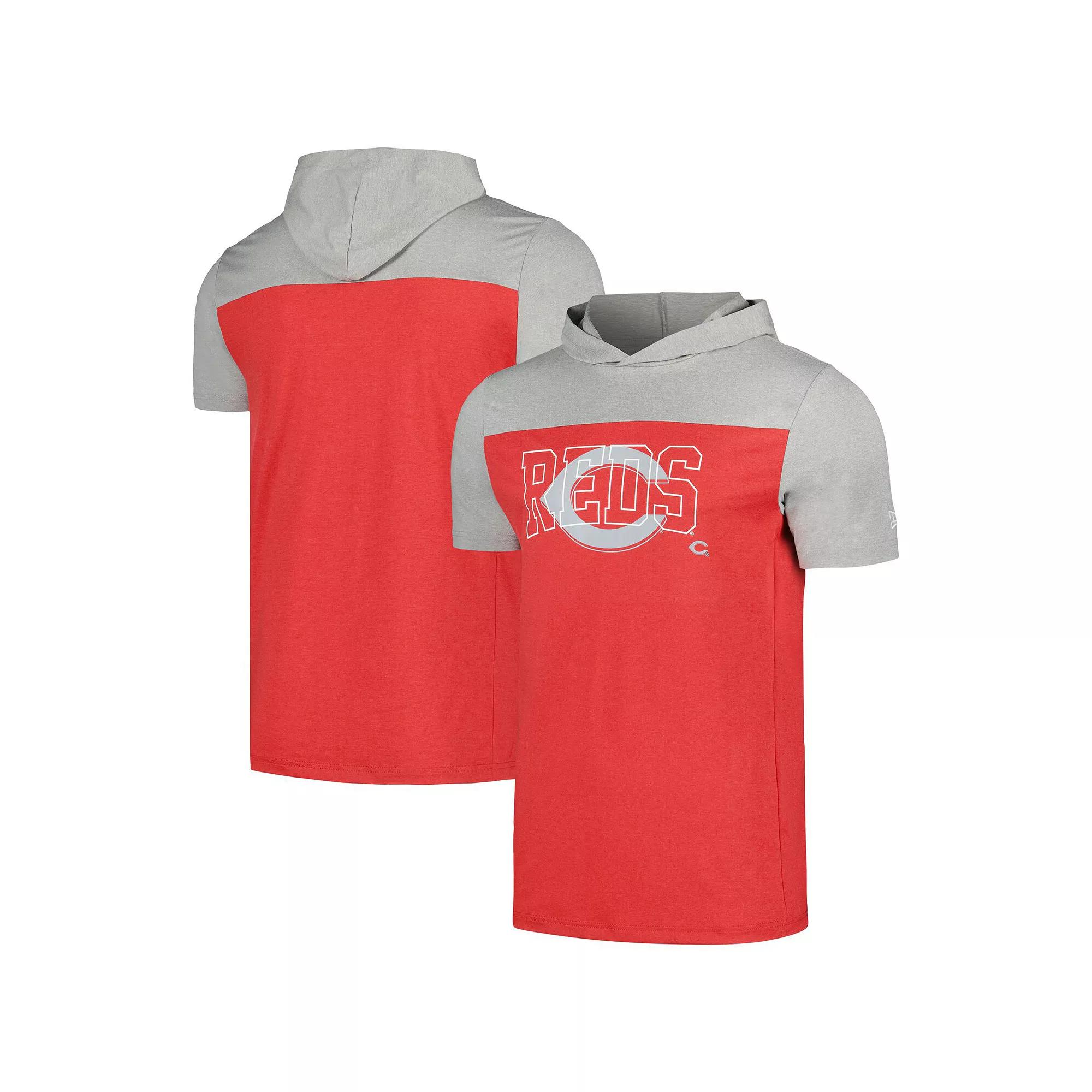 Men's New Era Red Cincinnati Reds Active Brushed Hoodie T-Shirt,  Product Image