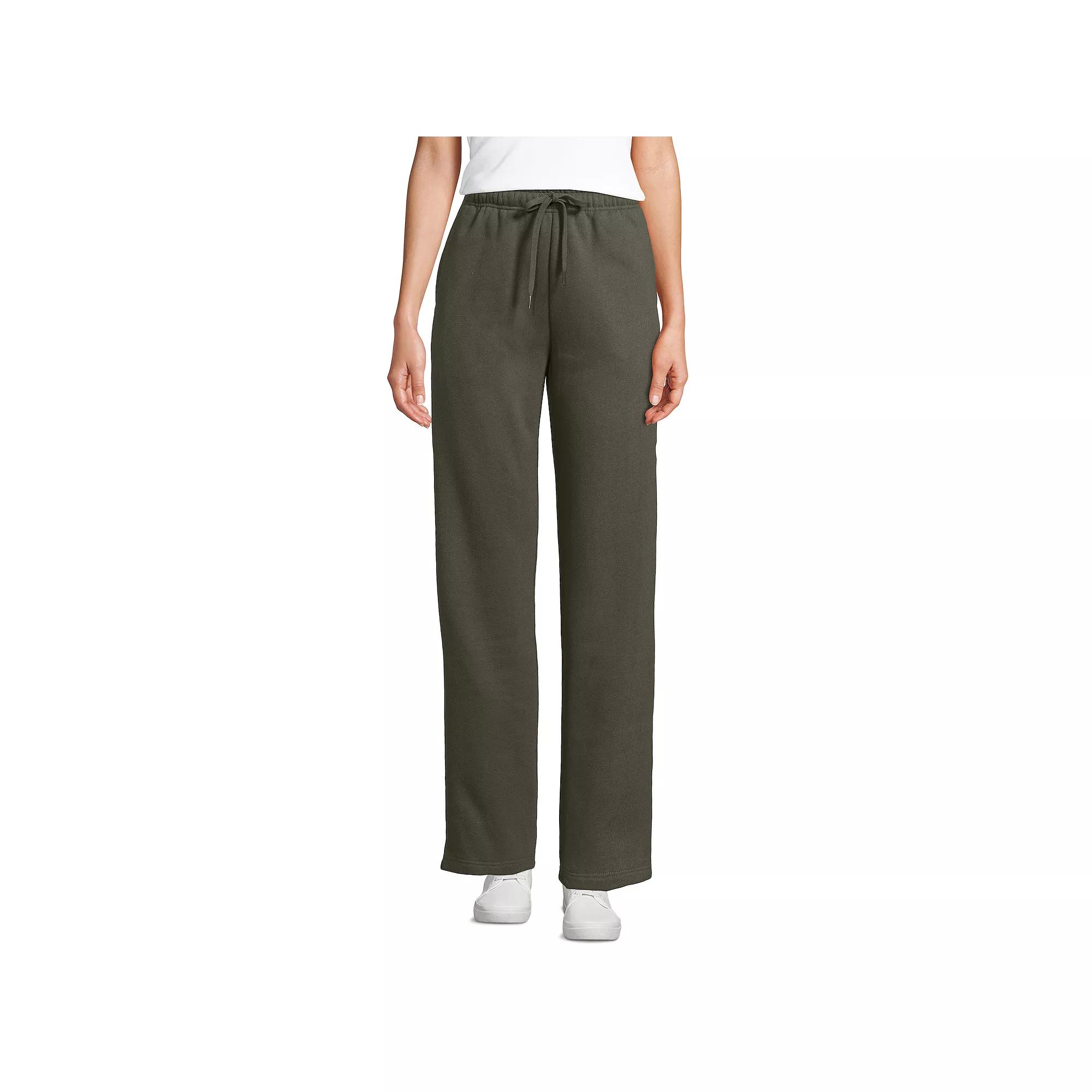 Women's Lands' End Fleece High Waisted Relaxed Pants,  Product Image