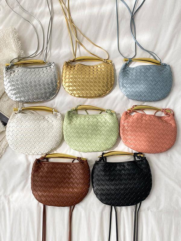Geometric Split-Joint Woven Zipper Bags Handbags Product Image