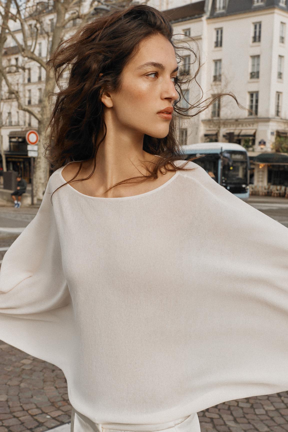 KNIT TOP WITH VOLUME SLEEVES Product Image