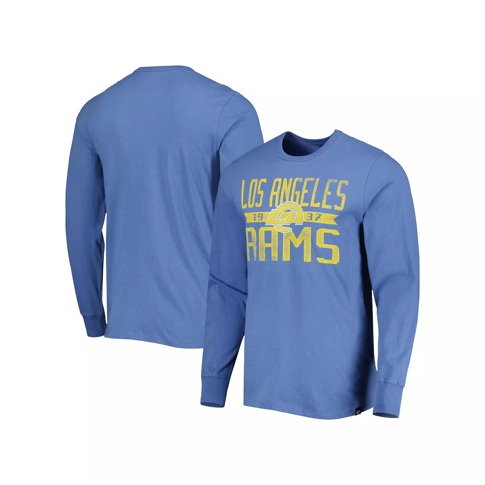 Men's '47 Royal Los Angeles Rams Brand Wide Out Franklin Long Sleeve T-Shirt,  Product Image