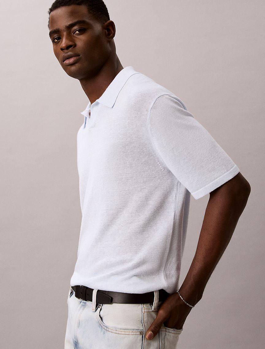 Linen Blend Polo Sweater Product Image