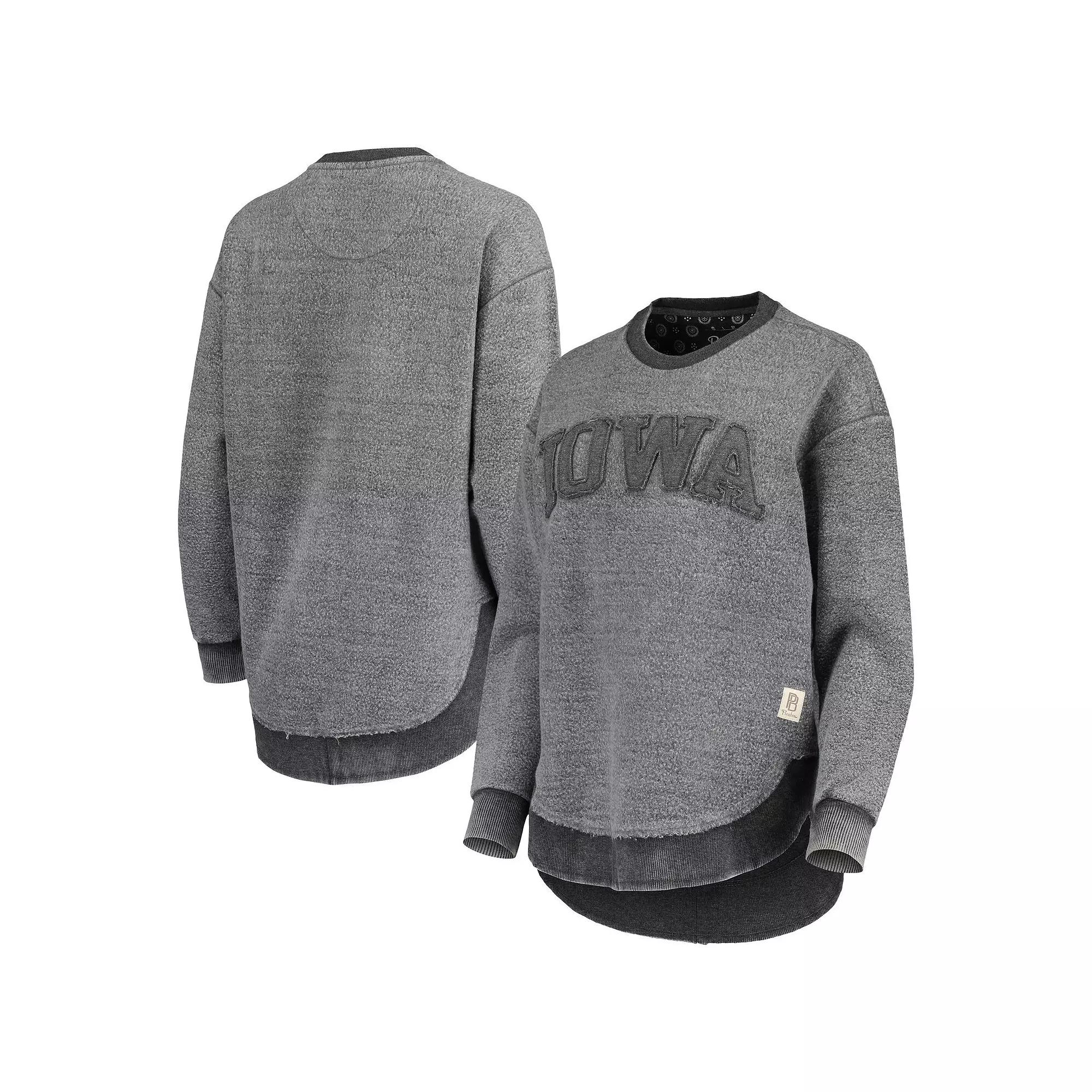 Women's Pressbox Black Iowa Hawkeyes Ponchoville Pullover Sweatshirt, Size: Small Product Image