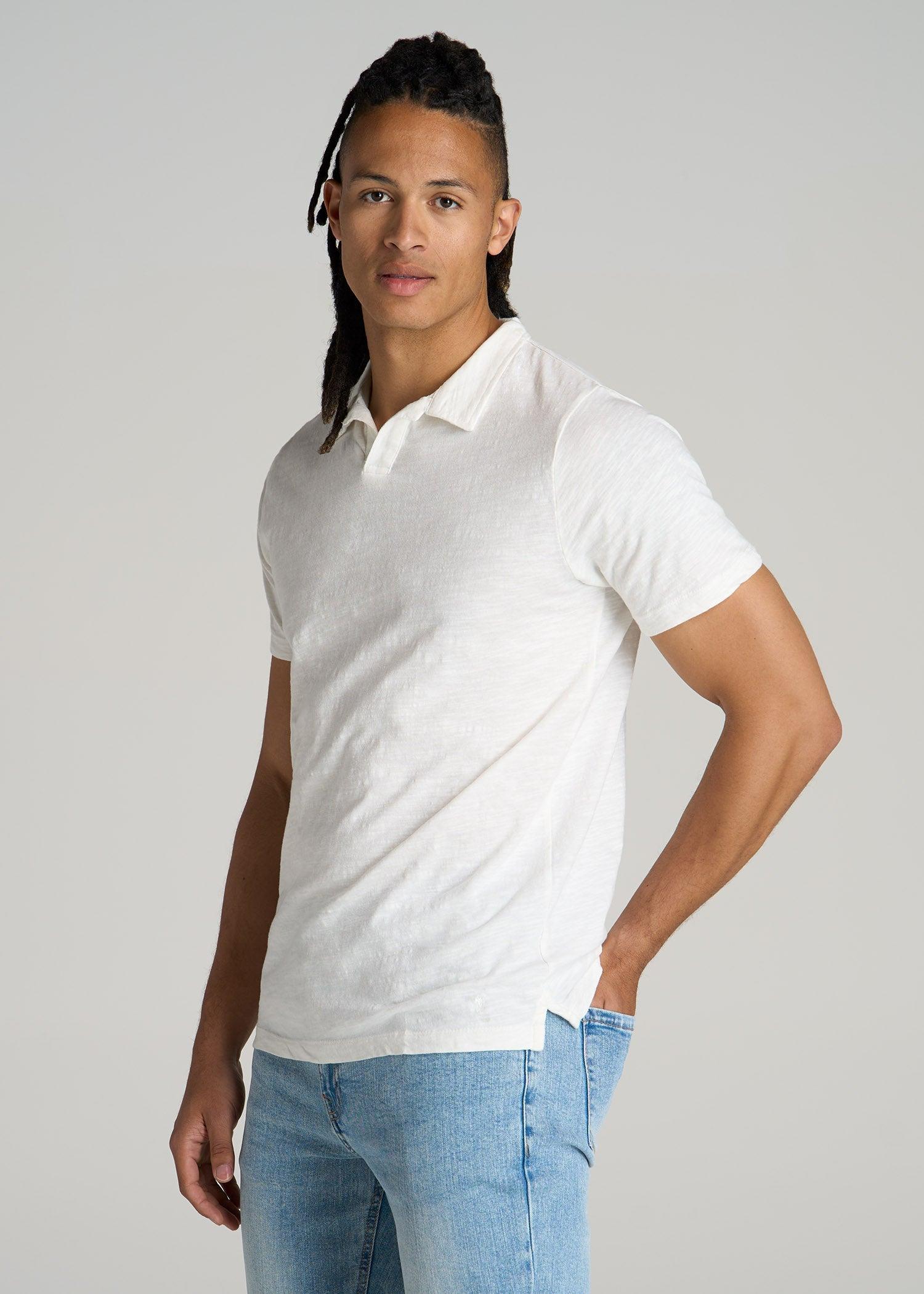 Slub Polo Shirt for Tall Men in Ecru Male Product Image
