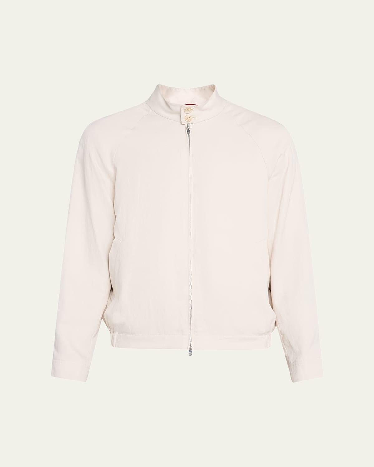 Men's Linen and Silk Full-Zip Bomber Jacket Product Image