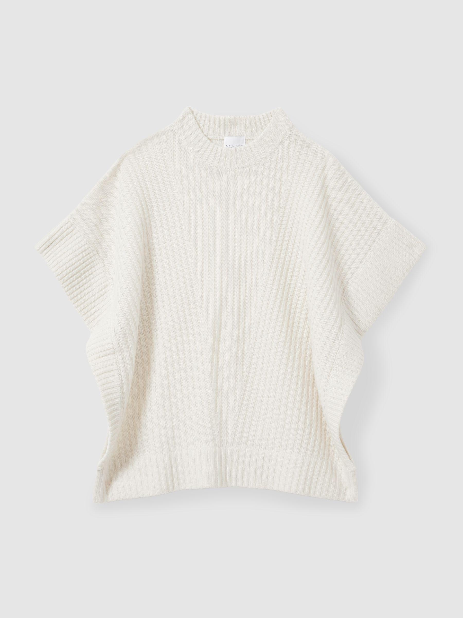Wool Cashmere Ribbed Top in Cream Product Image