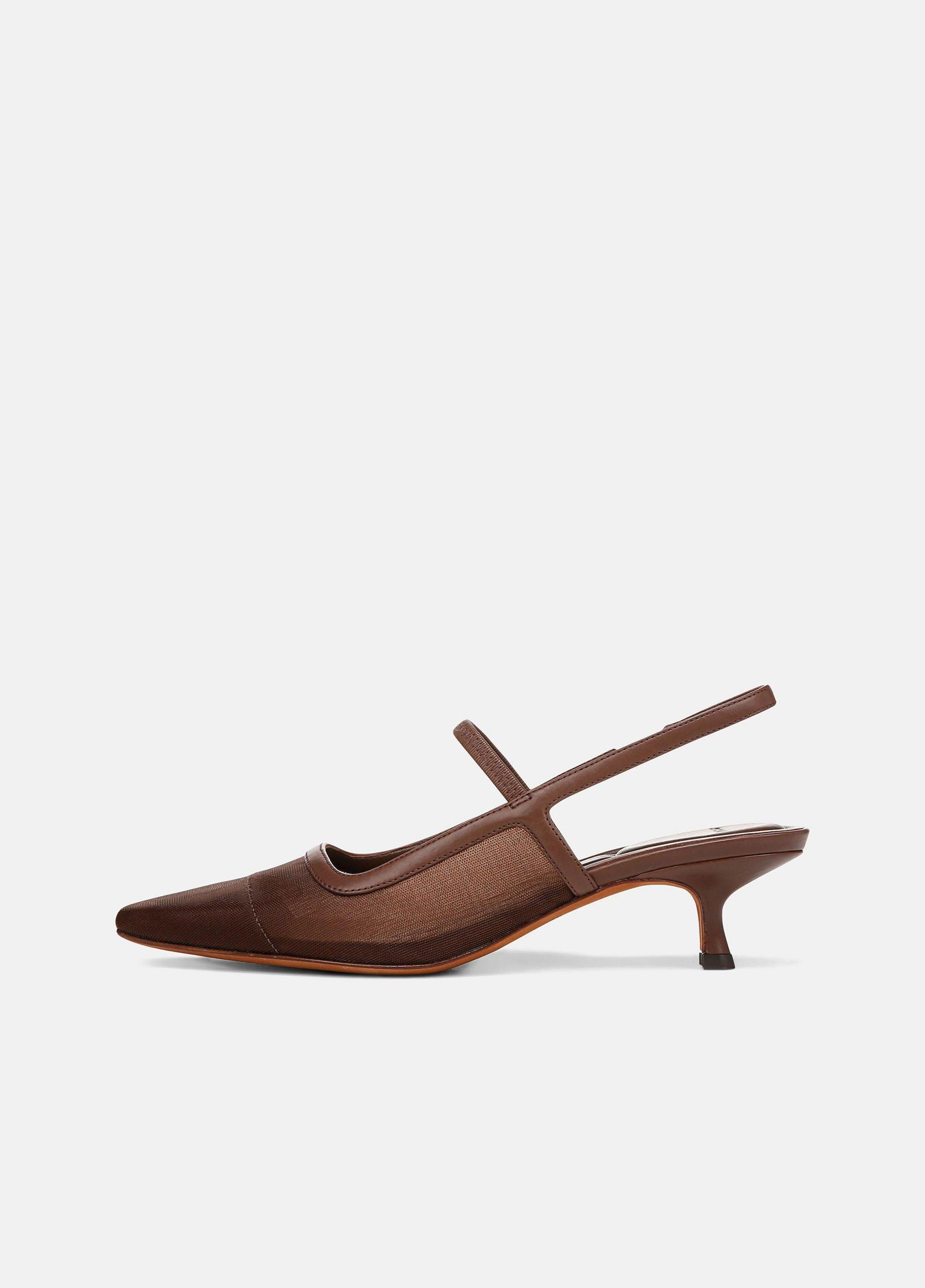 Venice Leather and Mesh Slingback Kitten Heel Product Image