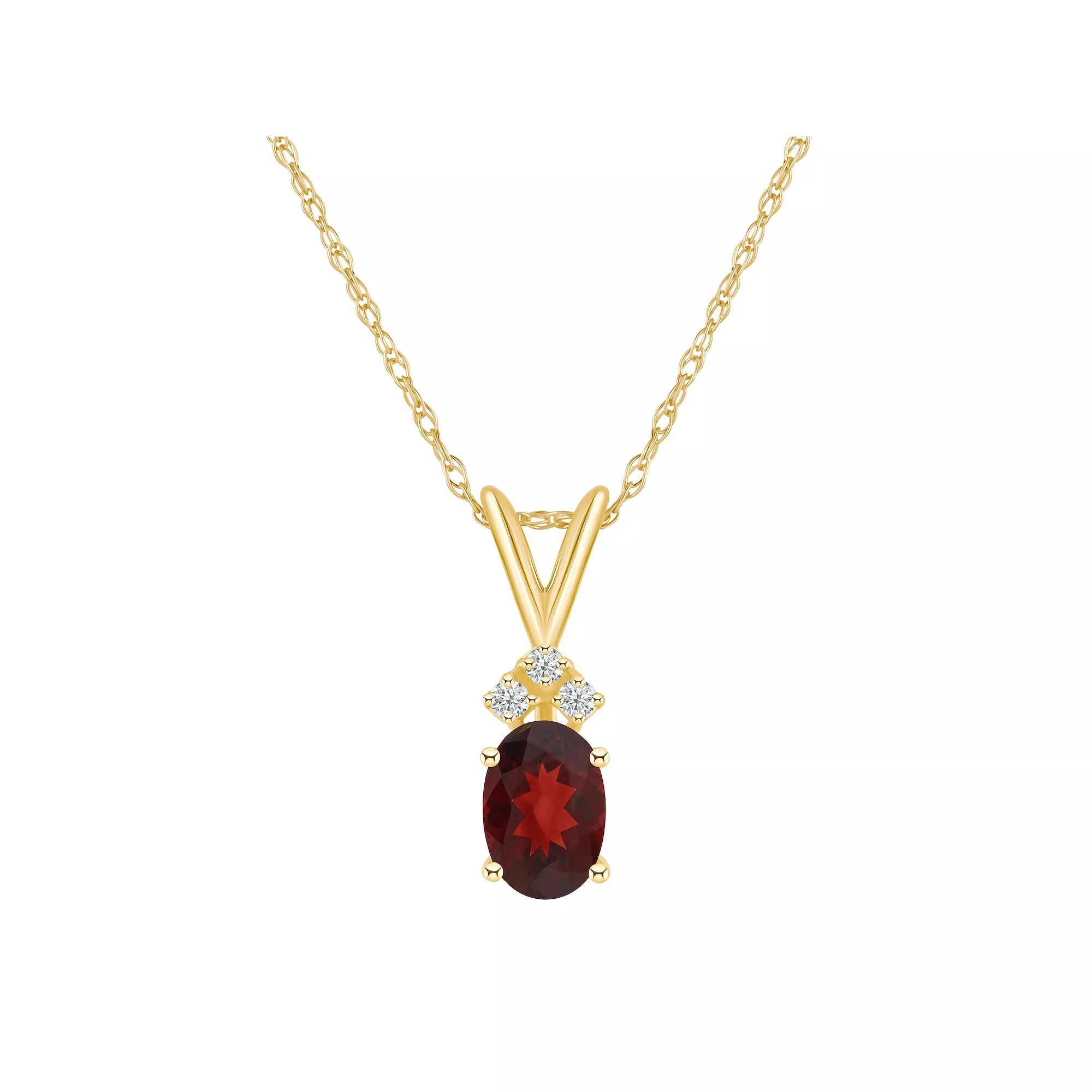 Celebration Gems 14k Gold Gemstone & Diamond Accent Pendant Necklace, Women's, Size: 18", White Product Image