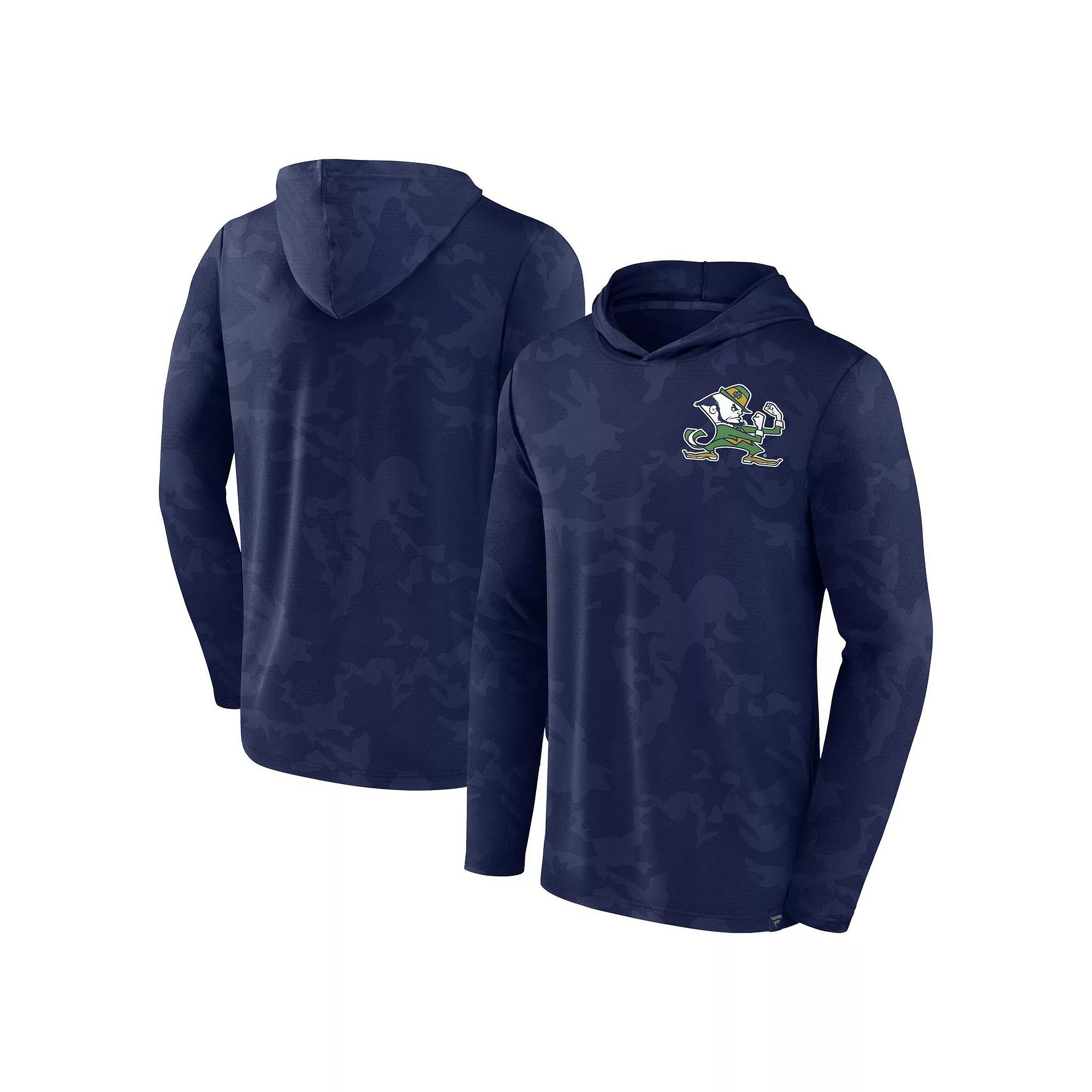 Men's Fanatics Branded Navy Notre Dame Fighting Irish Camo Hoodie Long Sleeve T-Shirt,  Product Image