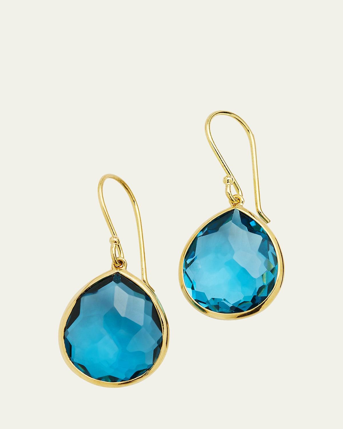 Womens Rock Candy Medium 18K Green Gold & London Blue Topaz Teardrop Earrings Product Image